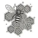 whimsical beehive honeycomb pattern and honeybee tattoo design idea
