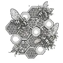 whimsical beehive honeycomb pattern and honeybee tattoo design idea