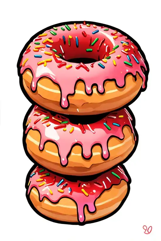 strawberry glaze sprinkle donut tattoo design idea