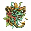 mariachi grasshopper on a party barge tattoo design idea
