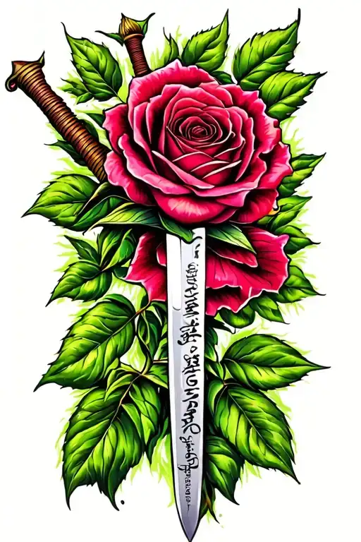 "Beautiful is Powerful" "Beautiful is Powerful" A beautiful hybrid tea rose intertwined with a Jian Sword tattoo design idea