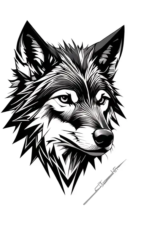 wolf face tattoo design idea