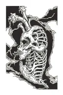 skeleton broken heart tattoo design idea