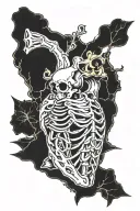 skeleton broken heart tattoo design idea
