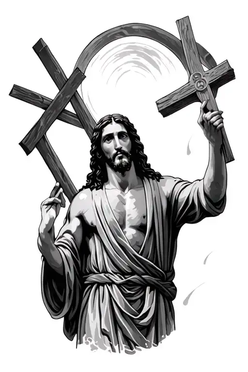jesus with three crosses  tattoo design idea