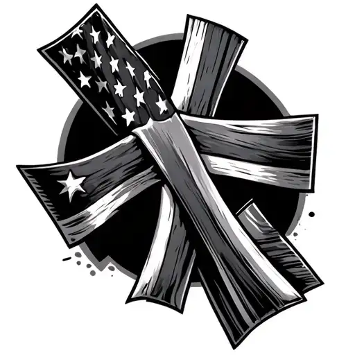 Cross with american flag tattoo design idea