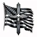 Cross with american flag tattoo design idea