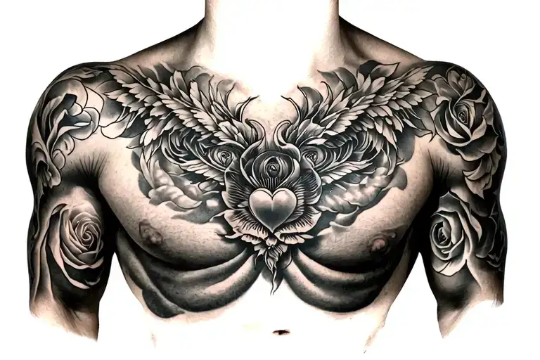 chest piece new beginnings life love strength courage tattoo design idea