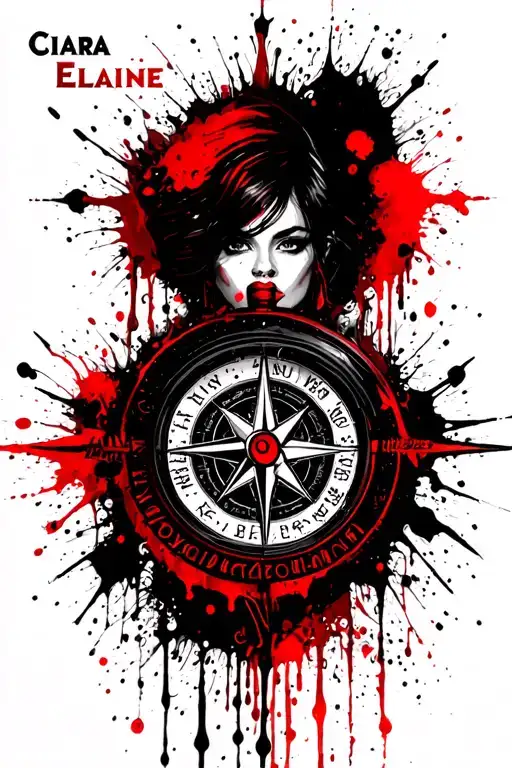 "Ciara Elaine" lover "ciara" as my "compass spinner" dripping i want tattoo design idea