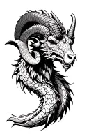 ram head with dragon body tattoo design idea