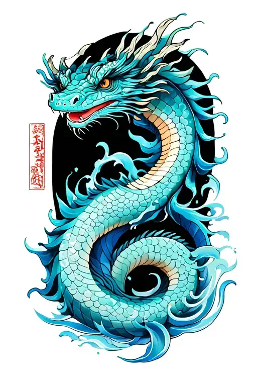 Japanese water dragon tattoo design idea