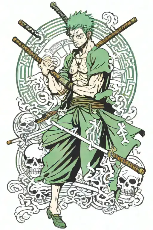 one piece zoro one piece tattoo design idea