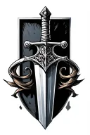 simple Damocles sword embedded tattoo design idea