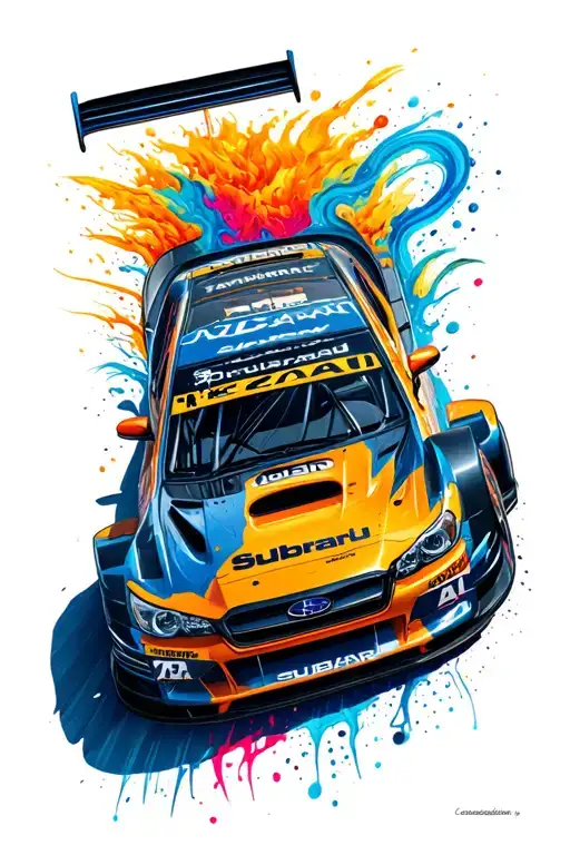Subaru race car tattoo design idea