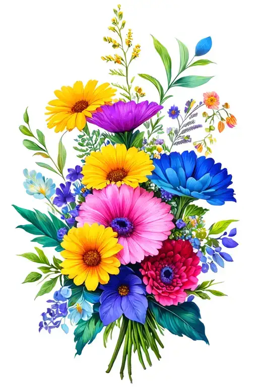 june july birth flower bouquet tattoo design idea