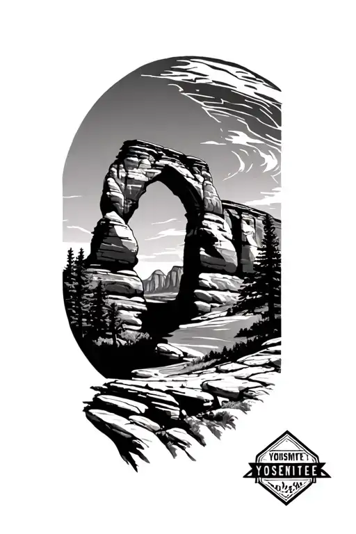 yosemite zion arches national park incorporated into the design tattoo design idea