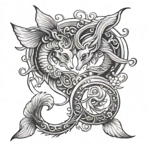 Gemini Pisces tattoo design idea