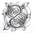 Gemini Pisces tattoo design idea