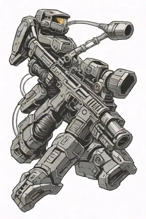 Halo gravity hammer crossed with battle rifle crossed tattoo design idea