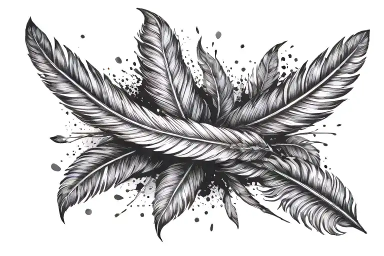 feathers falling throug space tattoo design idea