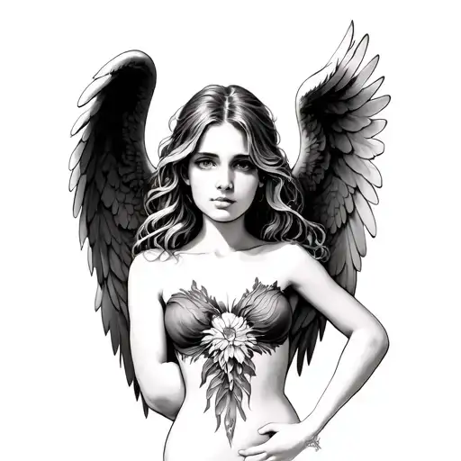 Angel Alas with Cruz tattoo design idea