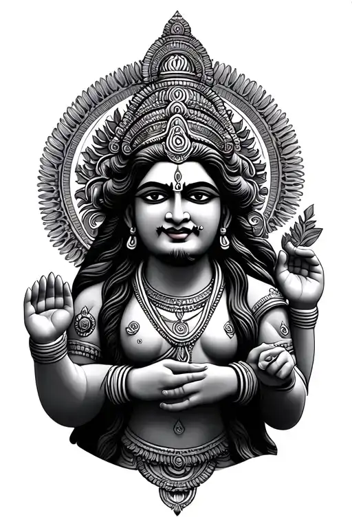 small vertical design related to lord lakshmi narasimha tattoo design idea