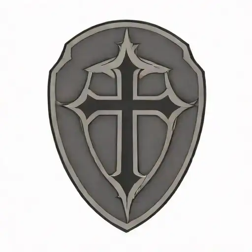 cross inside shield cross royalty tattoo design idea