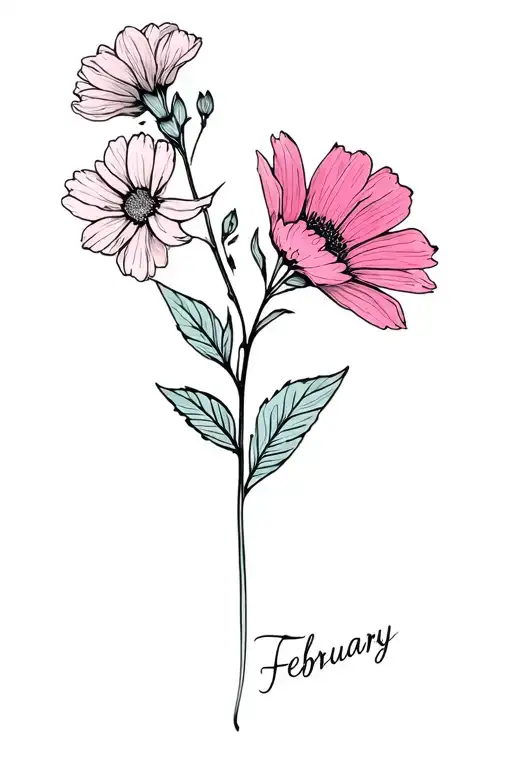 February birth flowers with don't be afraid down the stem tattoo design idea