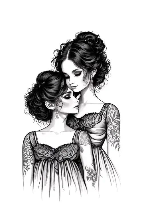 Sisters matching tattoo design idea