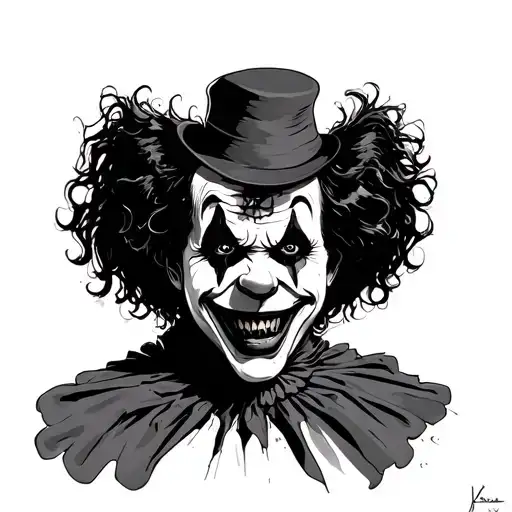 crazy scary clown in sketch style tattoo tattoo design idea