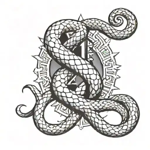 roman numeral 24 with snake intertwined tattoo design idea