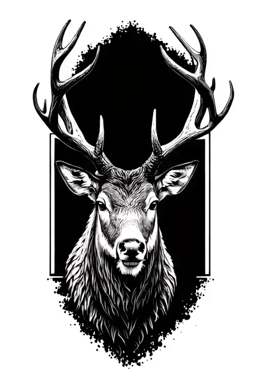 stag head tattoo design idea