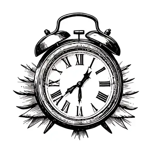 black alarm clock tattoo design idea