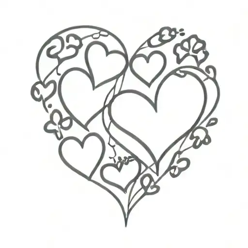 A minimalist design of a heart made up of interconnected dog paw prints, symbolizing love for pets and fitness tattoo design idea