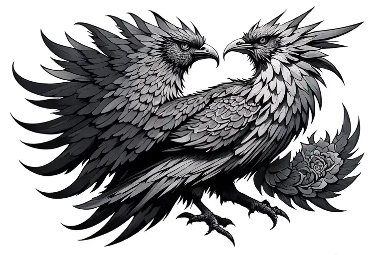 mandala with phoenix tattoo design idea