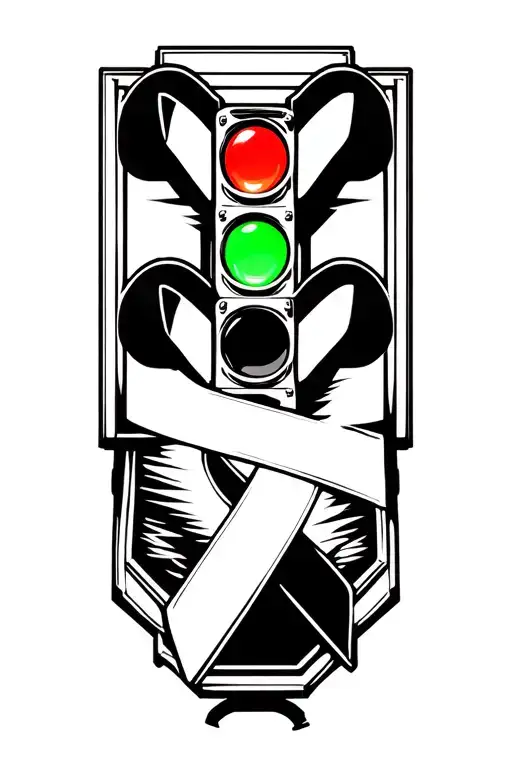 traffic lights colon cancer ribbon tattoo design idea