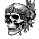 Cossack skull detailed tattoo design idea