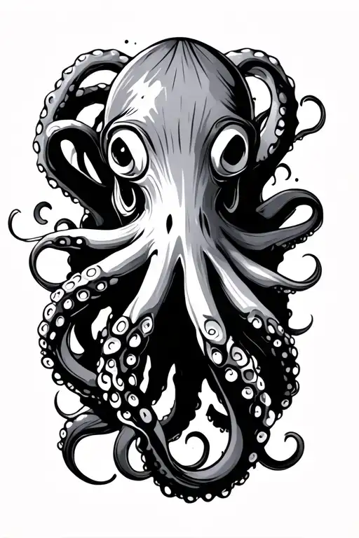 Japanese Wood Block Style Octopus tattoo design idea