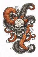 Tattoo sleeve on shoulder of an angry octopus with long tentacles twisted down arm tattoo design idea