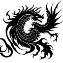 chinese dragon, tree of life, phoenix rising from the ashes tattoo design idea