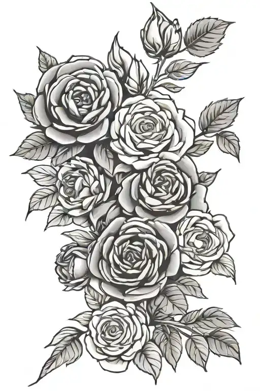A round tablet bunch in Japanese roses tattoo design idea