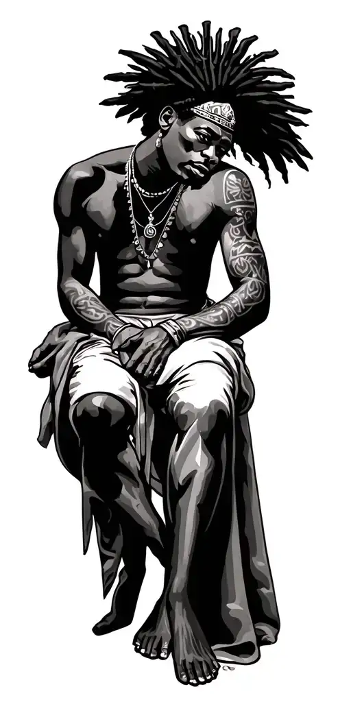 african king sitting tattoo design idea