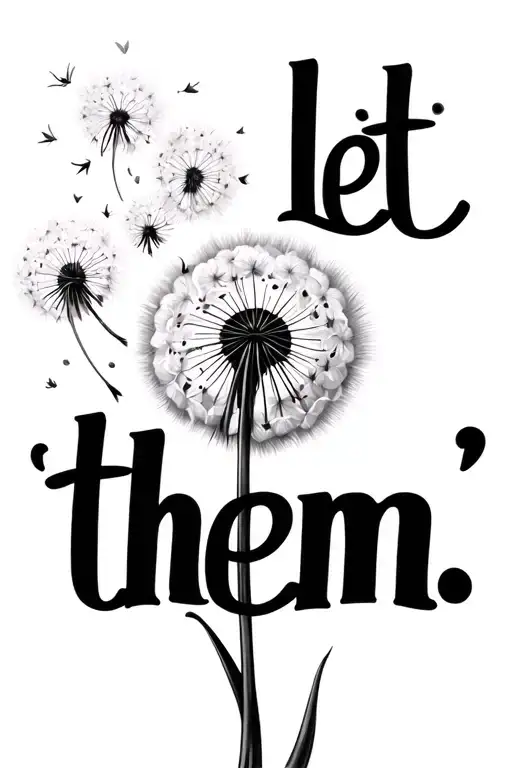 "Let them " "Let them " dandelion blowing tattoo design idea