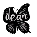 use only the letters in the name "dean" to make a typography butterfly with the letters clearly visible tattoo design idea