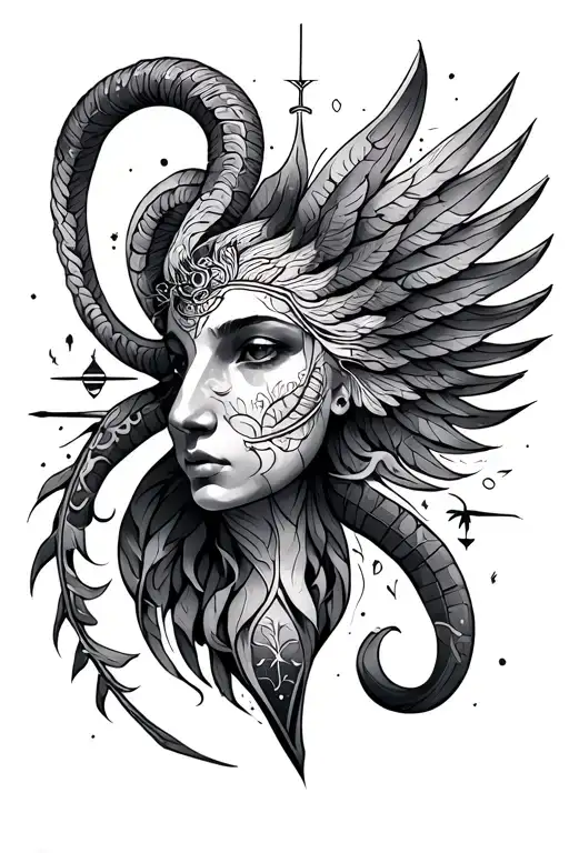 zodiac sleeve with symbols for Libra, Cancer, Pieces, Aries and Sagittarius  tattoo design idea