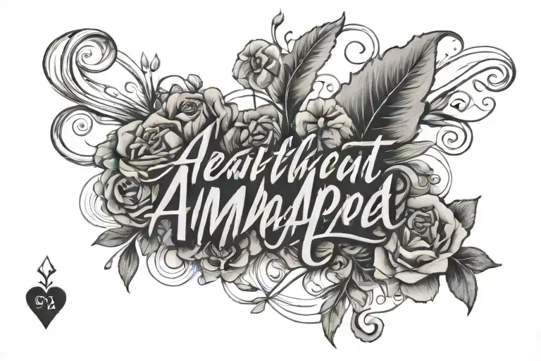 text tatoo with heartbeat line tattoo. text tis Amma Appa tattoo design idea