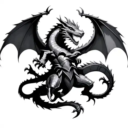 Knight Fighting Dragon tattoo design idea