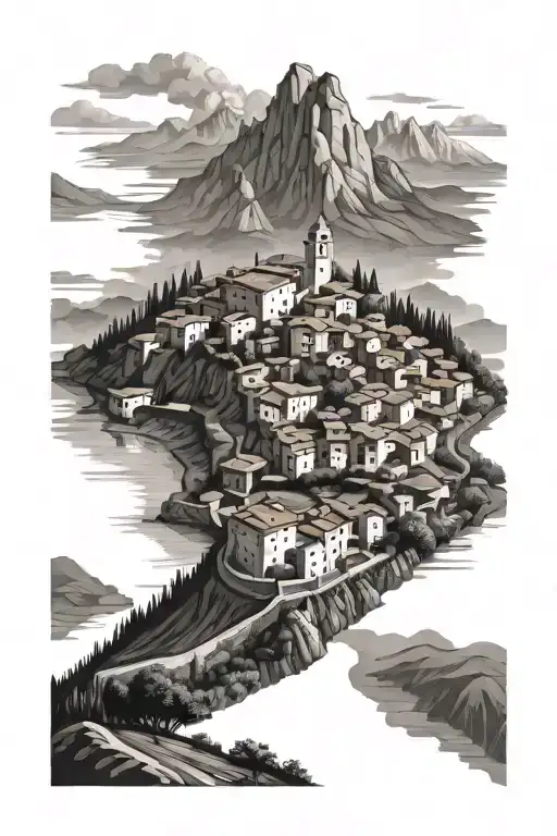 realistic morro d'alba italy landscape tattoo design idea