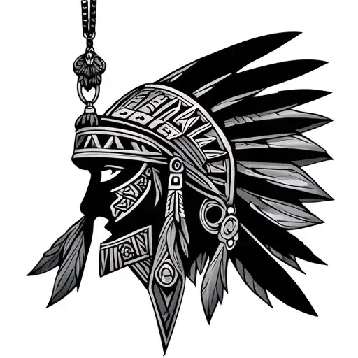 Aztec warrior necklace tattoo design idea