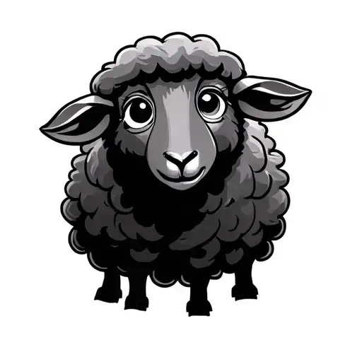 wide eye cartoon black sheep tattoo design idea